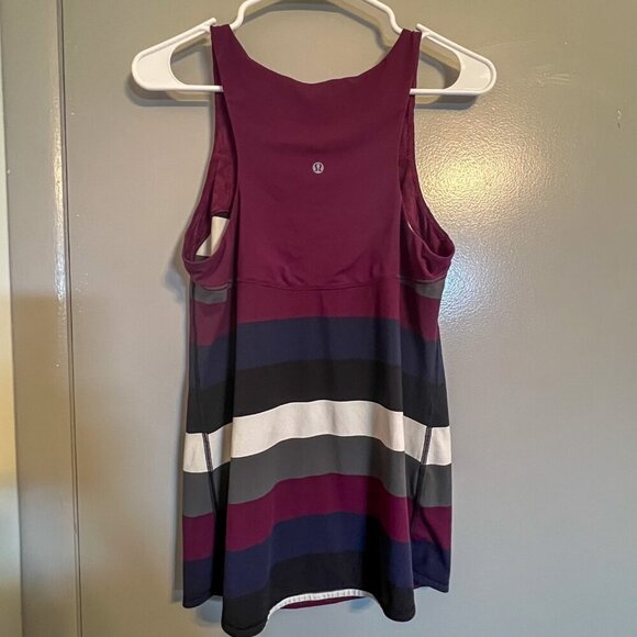 Lululemon Run: First Base Tank Pow Stripe Angel Wing / Plum Size 10 - Picture 6 of 6